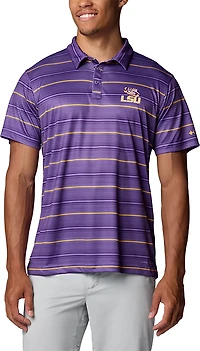 Columbia Sportswear Men's Louisiana State University Stripe Super Terminal Tackle Polo Shirt