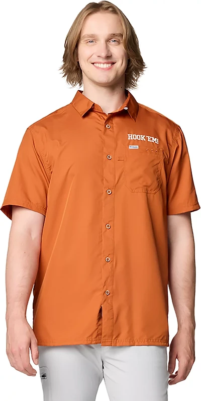 Columbia Sportswear Men's University of Texas Longhorns Logo Tide Short Sleeve Camp Shirt
