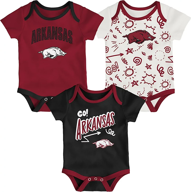 Outerstuff Infants' Arkansas All Day Play 3-Piece Creeper Set