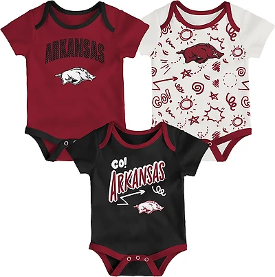 Outerstuff Infants' Arkansas All Day Play 3-Piece Creeper Set