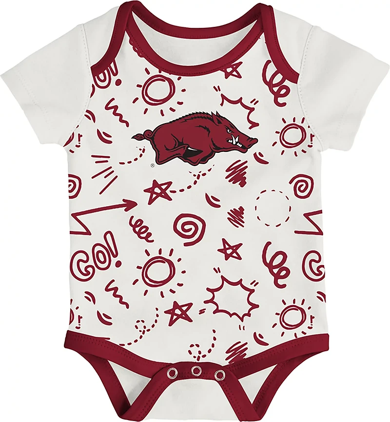 Outerstuff Infants' Arkansas All Day Play 3-Piece Creeper Set