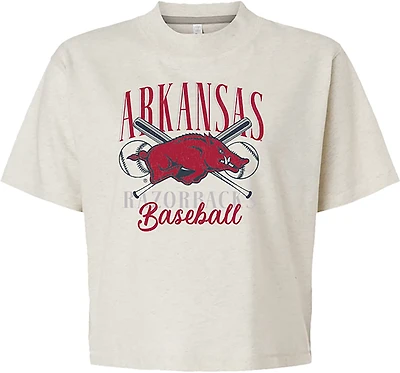 Image One Men's Arkansas Razorbacks Baseball Stadium Script Comfort Color Short Sleeve T-shirt
