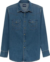 Wrangler Men's Long Sleeve Classic Fit Denim Western Snap Shirt
