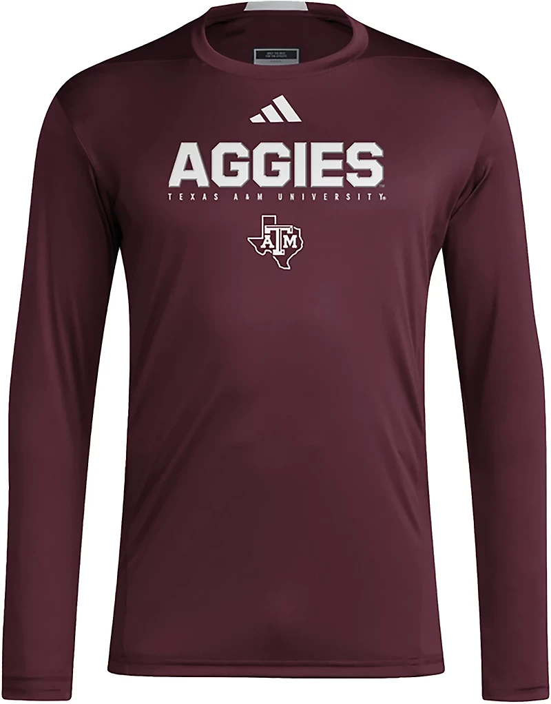 adidas Men's Texas A&M University Team Over Logo Training Long Sleeve T-shirt