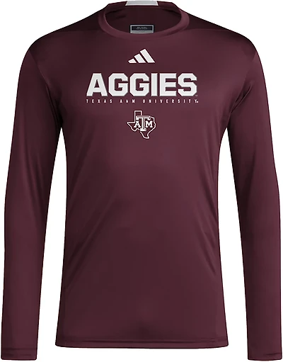 adidas Men's Texas A&M University Team Over Logo Training Long Sleeve T-shirt