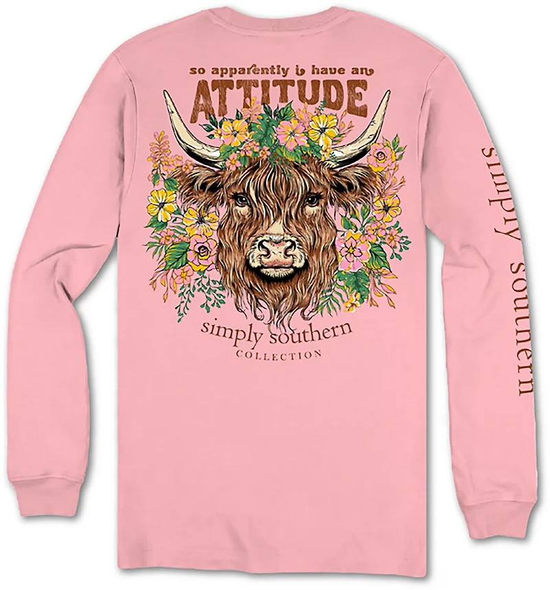 Simply Southern Girls' Cow Attitude Long Sleeve T-shirt