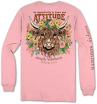 Simply Southern Girls' Cow Attitude Long Sleeve T-shirt