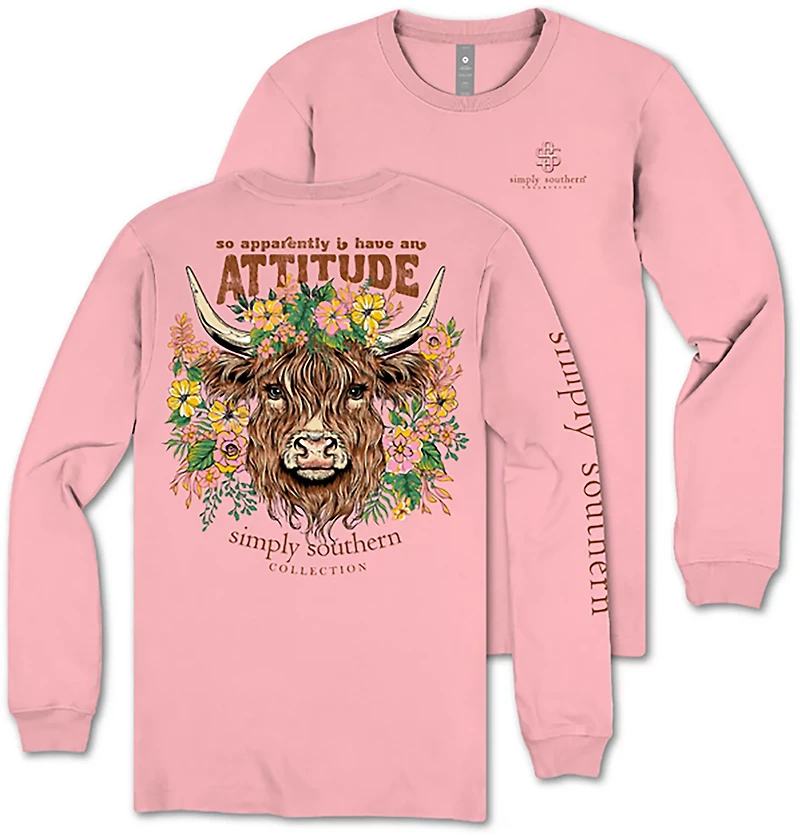 Simply Southern Girls' Cow Attitude Long Sleeve T-shirt
