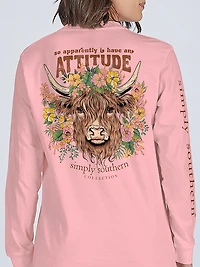 Simply Southern Girls' Cow Attitude Long Sleeve T-shirt