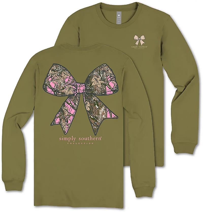 Simply Southern Girls' Camo Bow Long Sleeve T-shirt