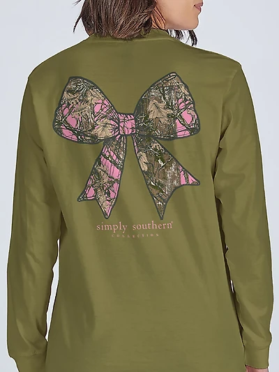 Simply Southern Girls' Camo Bow Long Sleeve T-shirt