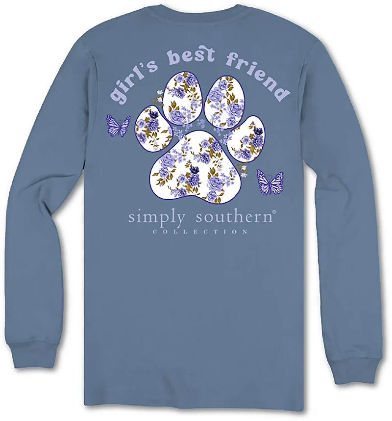 Simply Southern Girls' Bff Dog Paw Long Sleeve T-shirt
