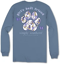 Simply Southern Girls' Bff Dog Paw Long Sleeve T-shirt