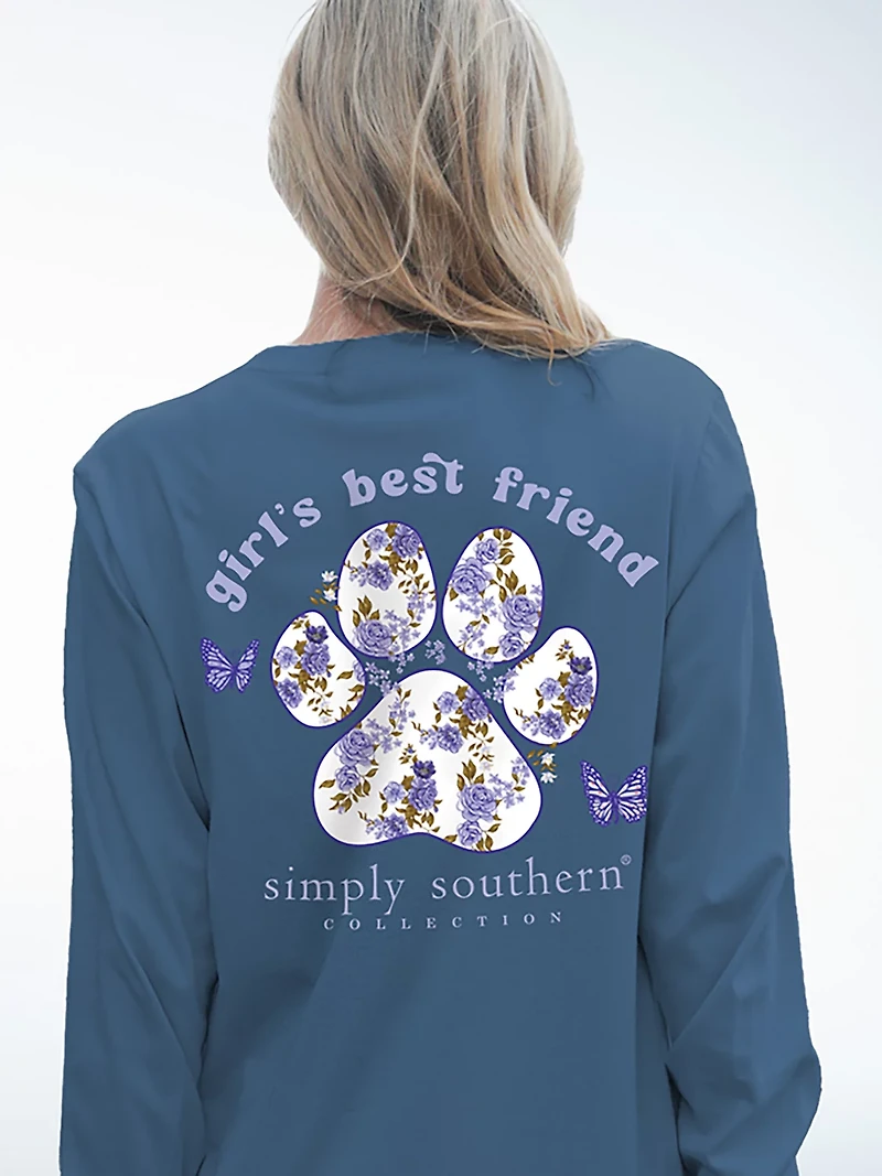 Simply Southern Girls' Bff Dog Paw Long Sleeve T-shirt