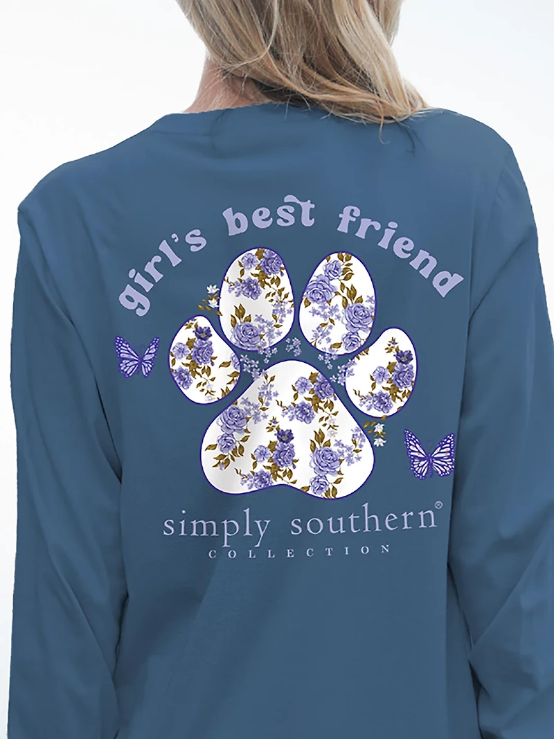 Simply Southern Girls' Bff Dog Paw Long Sleeve T-shirt