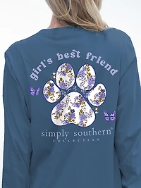 Simply Southern Girls' Bff Dog Paw Long Sleeve T-shirt