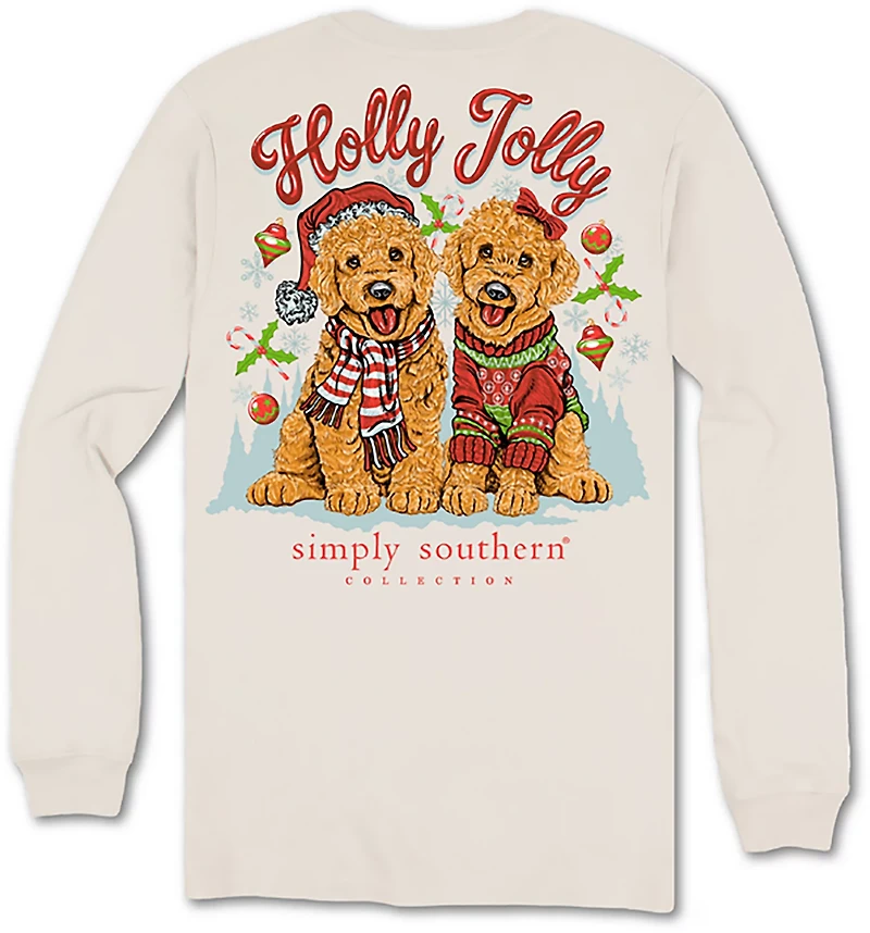 Simply Southern Girls' Holly Jolly Dog Long Sleeve T-shirt