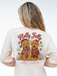 Simply Southern Girls' Holly Jolly Dog Long Sleeve T-shirt
