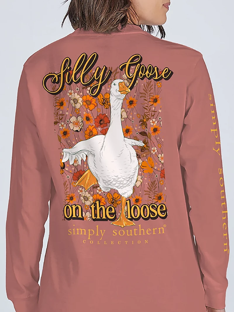 Simply Southern Girls' Silly Goose Fall Long Sleeve T-shirt