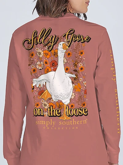 Simply Southern Girls' Silly Goose Fall Long Sleeve T-shirt