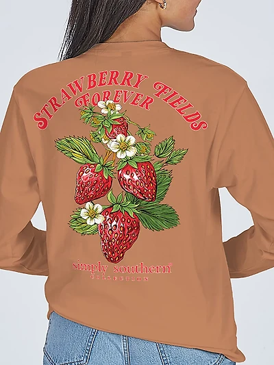 Simply Southern Girls' Strawberry Long Sleeve T-shirt