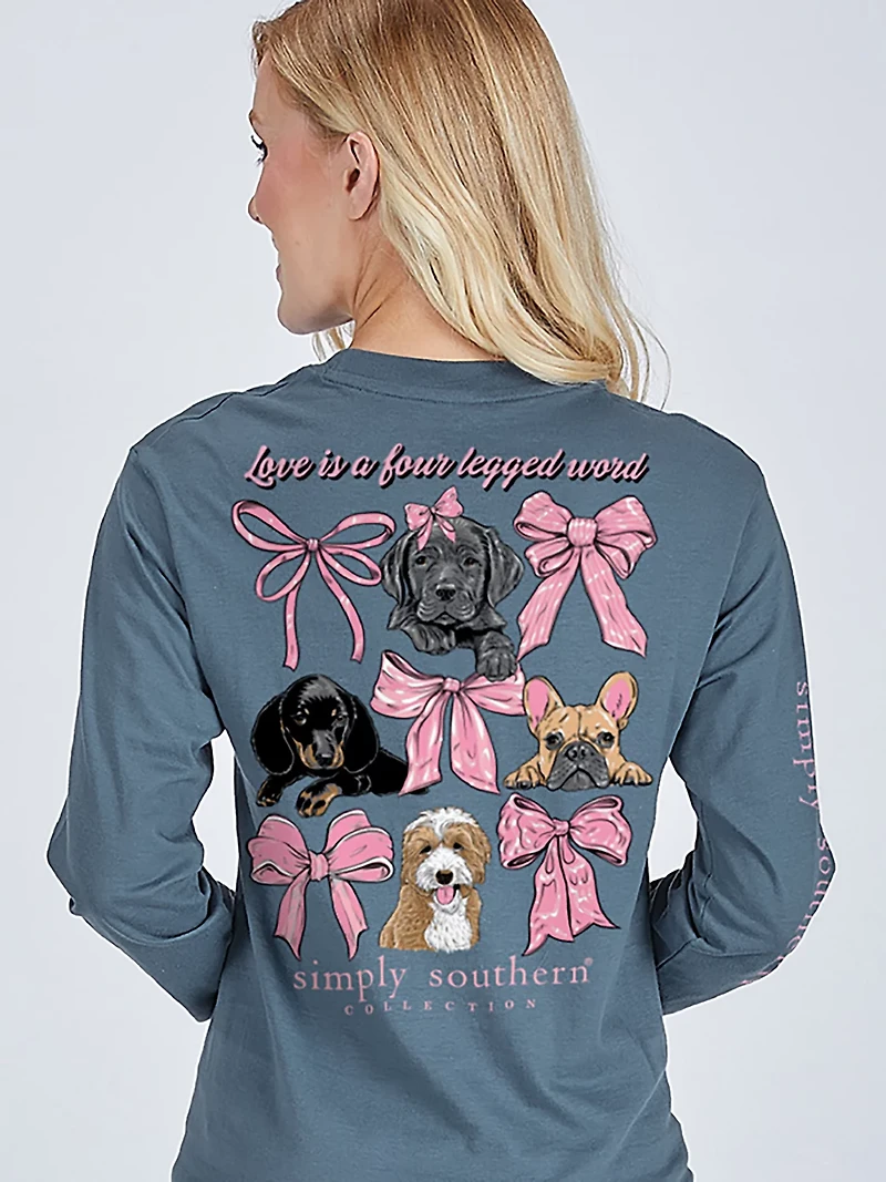 Simply Southern Women's Dogs & Bows Long Sleeve T-shirt
