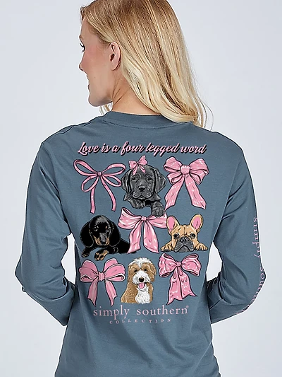 Simply Southern Women's Dogs & Bows Long Sleeve T-shirt