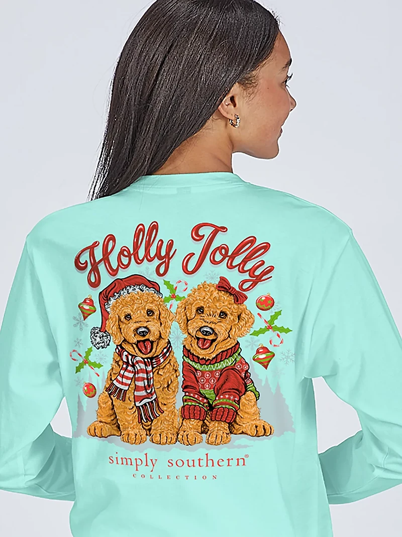 Simply Southern Women's Holly Jolly Dog Long Sleeve T-shirt