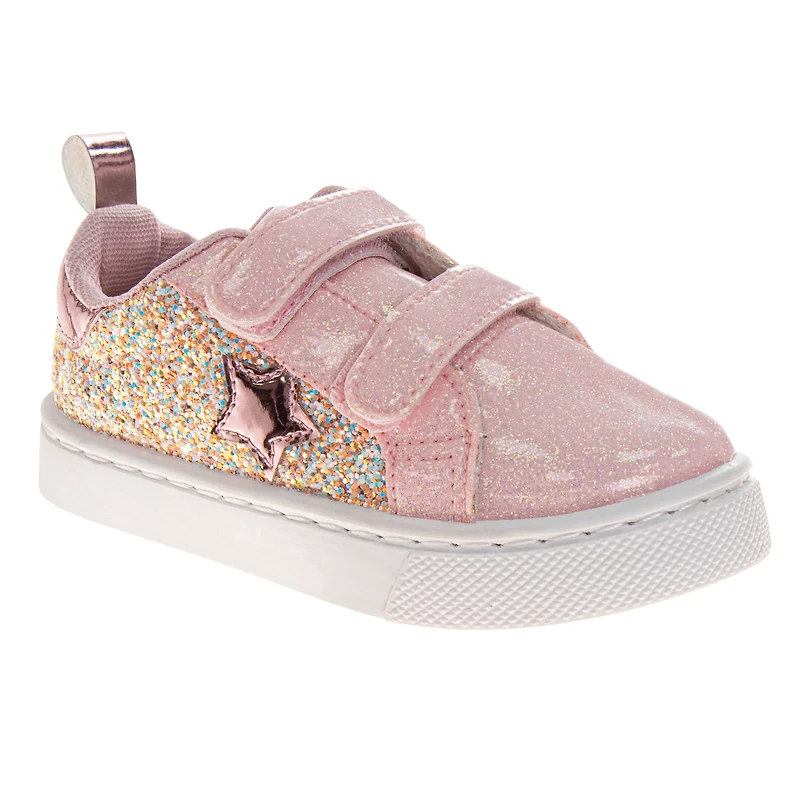 Laura Ashley Toddler Girls' Glitter Hook and Loop Closure Shoes