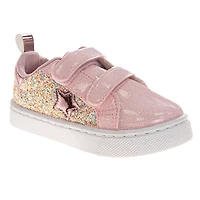 Laura Ashley Toddler Girls' Glitter Hook and Loop Closure Shoes