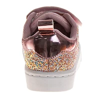 Laura Ashley Toddler Girls' Glitter Hook and Loop Closure Shoes