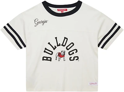 Mitchell & Ness Women's University of Georgia Bulldogs Cropped Yoke Short Sleeve T-shirt