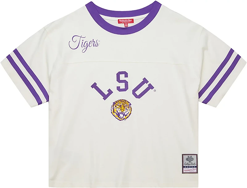 Mitchell & Ness Women's Louisiana State University Tigers Cropped Yoke Short Sleeve T-shirt
