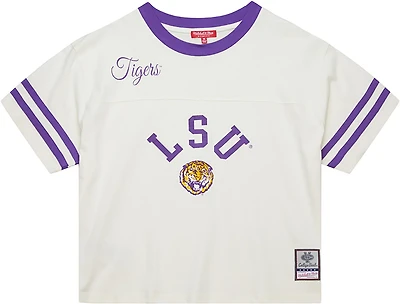 Mitchell & Ness Women's Louisiana State University Tigers Cropped Yoke Short Sleeve T-shirt