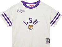 Mitchell & Ness Women's Louisiana State University Tigers Cropped Yoke Short Sleeve T-shirt