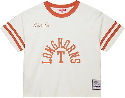 Mitchell & Ness Women's University of Texas Longhorns Cropped Yoke Short Sleeve T-shirt