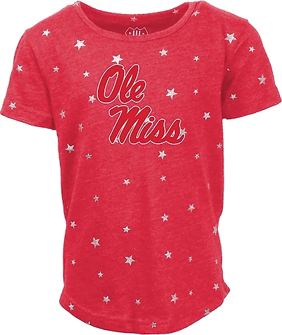 Wes & Willy Girls' Ole Miss Shimmer Star T-shirt