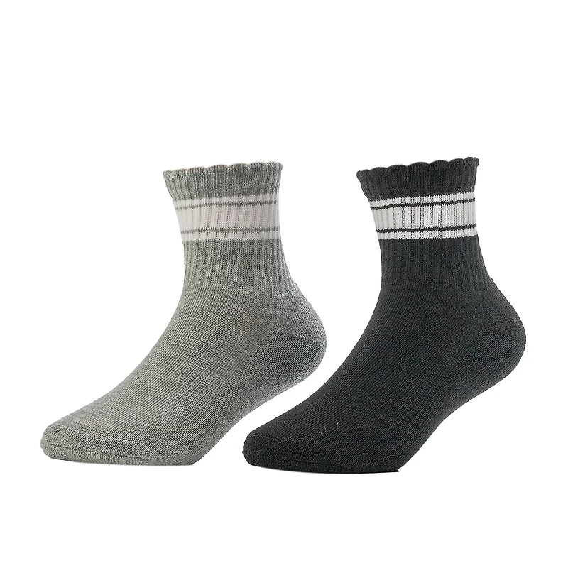 BCG Girls' Varsity Scallop Quarter Socks 2 Pack