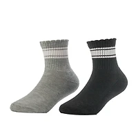 BCG Girls' Varsity Scallop Quarter Socks 2 Pack