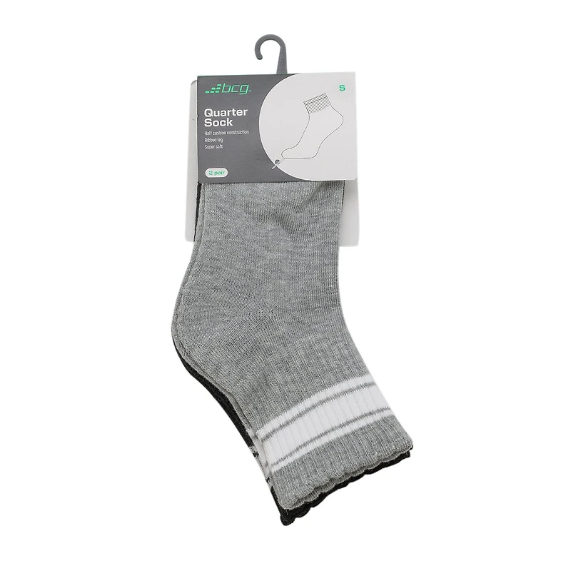BCG Girls' Varsity Scallop Quarter Socks 2 Pack