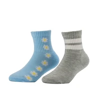 BCG Girls' Daisy Line Quarter Length Socks 2 Pack
