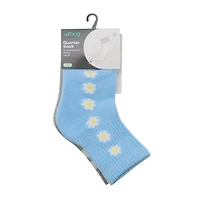 BCG Girls' Daisy Line Quarter Length Socks 2 Pack