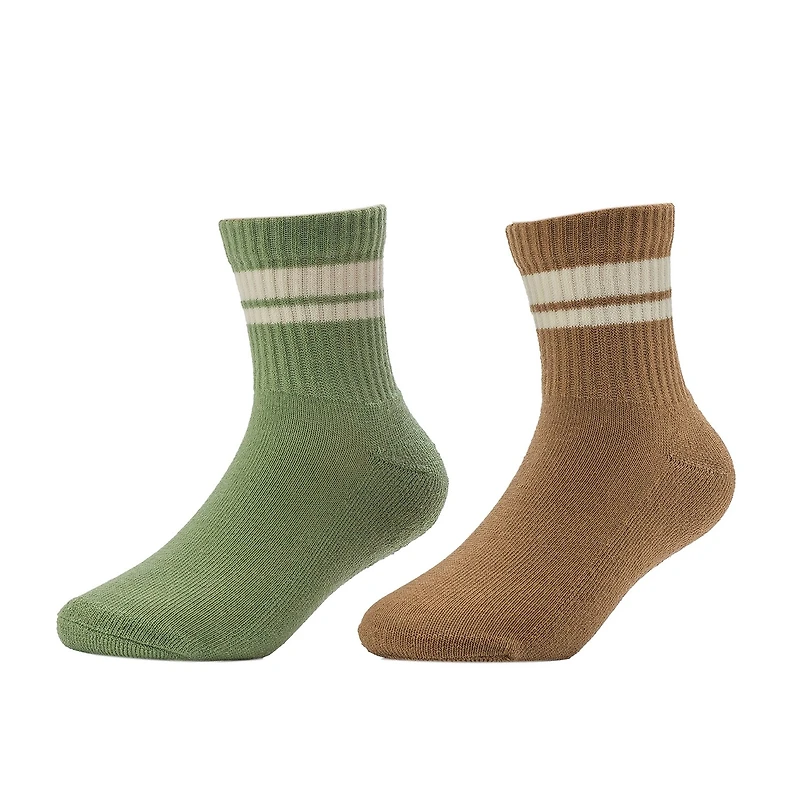 BCG Boys' Varsity Stripes Quarter Length Socks 2 Pack