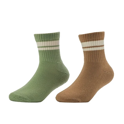 BCG Boys' Varsity Stripes Quarter Length Socks 2 Pack