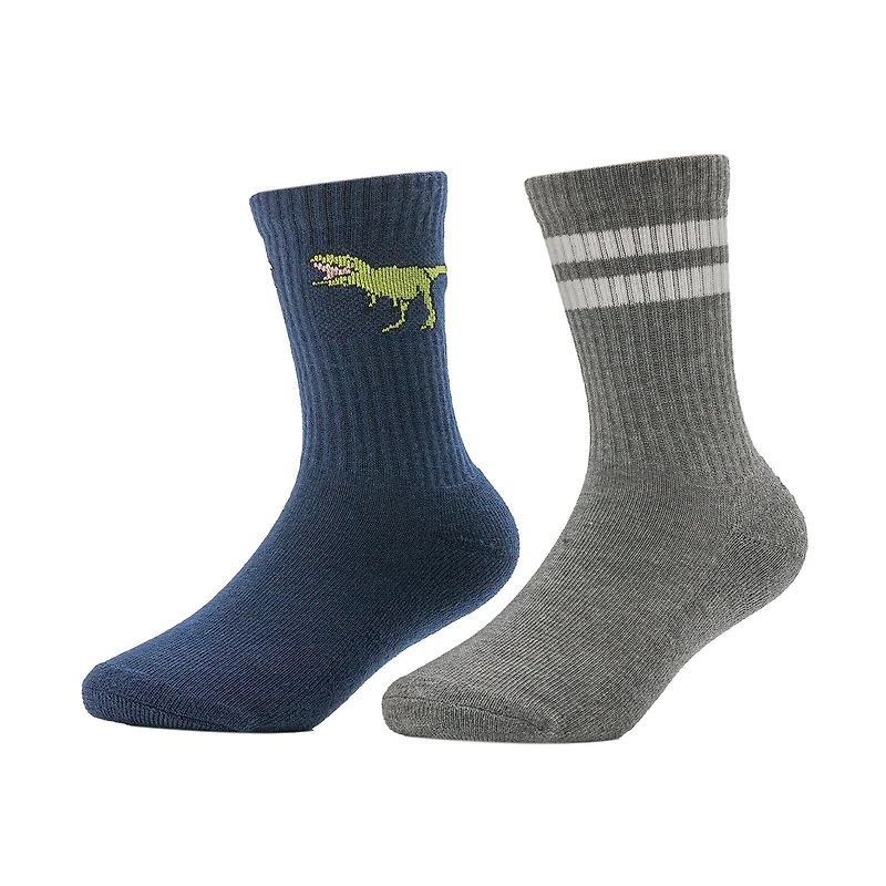 BCG Boys' Dino Varsity Crew Socks 2 Pack