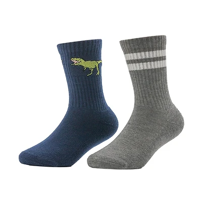 BCG Boys' Dino Varsity Crew Socks 2 Pack