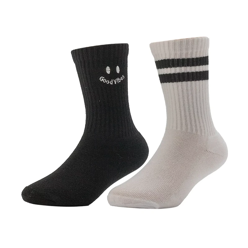 BCG Boys' Good Vibes Varsity Crew Socks 2 Pack