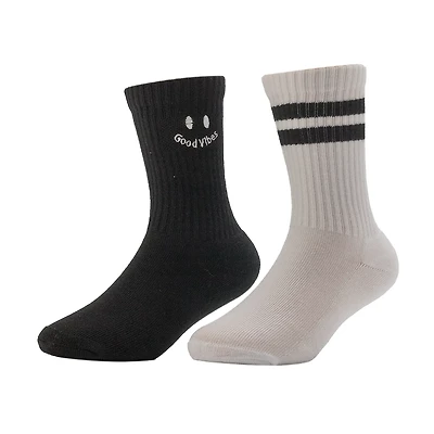 BCG Boys' Good Vibes Varsity Crew Socks 2 Pack