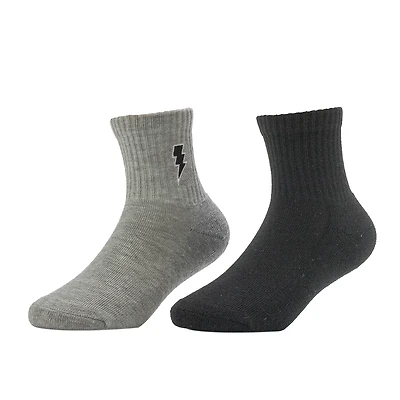 BCG Boys' Lightning Bolt Quarter Socks 2-Pack
