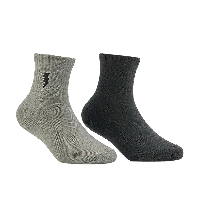 BCG Boys' Lightning Bolt Quarter Socks 2-Pack